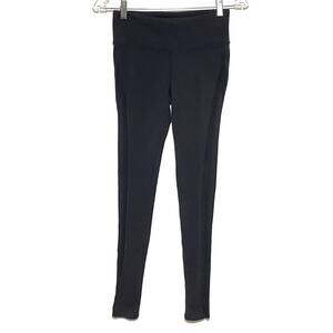 Alo Black Leggings Mesh Sheer Panels Cut Out Side Stripe 87370 Womens XXS Yoga